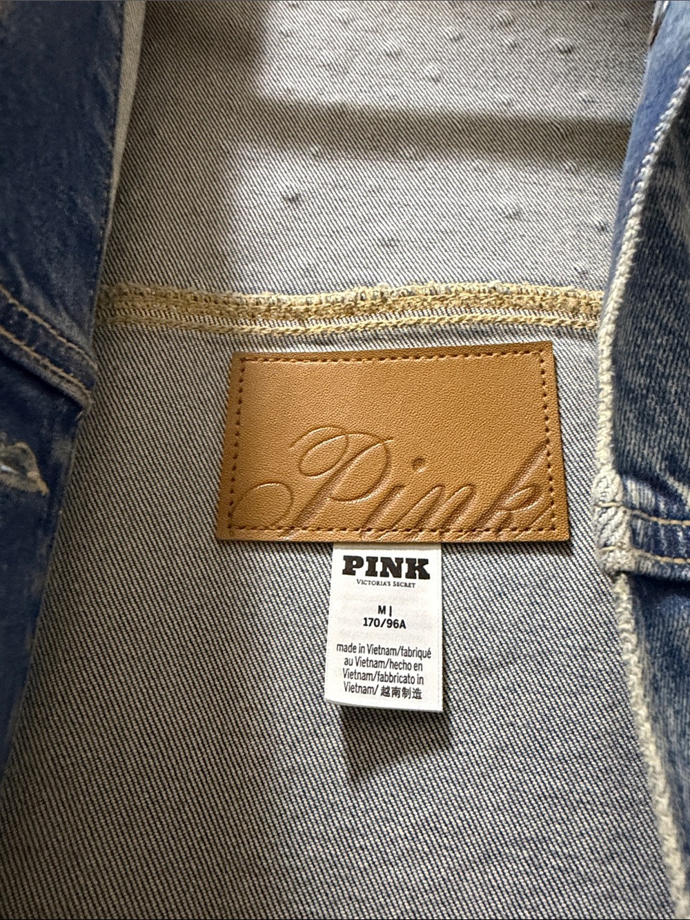PINK Victoria's Secret Light Blue Denim Jacket - Picture 3 of 12